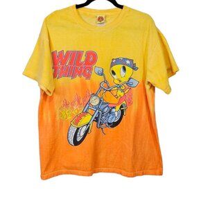 Looney Tunes Vintage 90's Tweety Bird Wild Thing Biker Tie Dye T-shirt